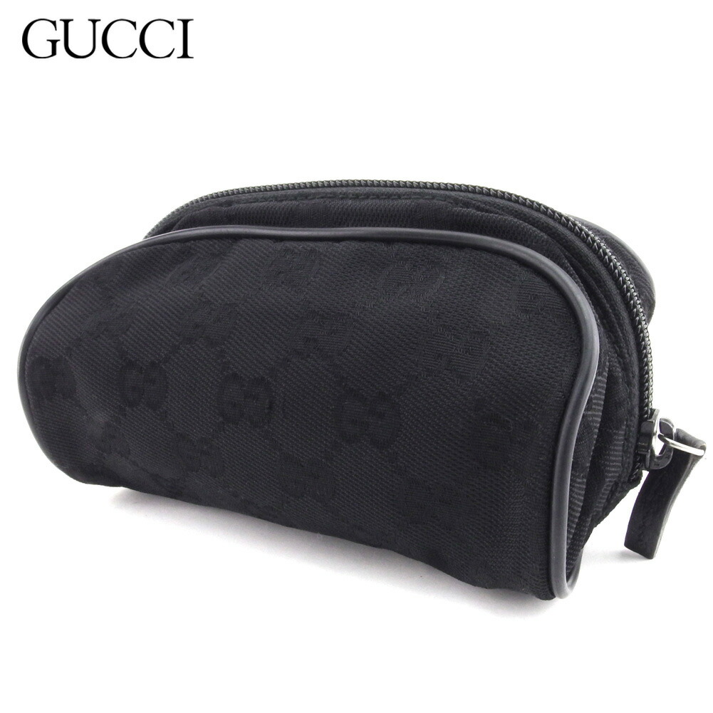 【百貨店SALE★最大限度50％OFF】グッチ GUCCI 合切袋 GG帆布 黒いこと メンズ 中古 ブランド名 ご機嫌ブランド名 ヴィンテージ