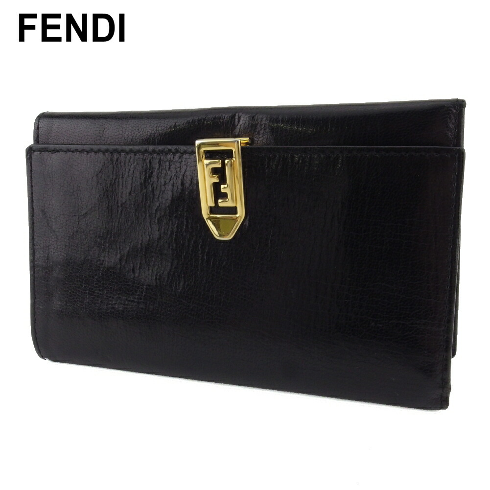 【雨季得SALE★21％OFF引き換え証】フェンディ FENDI 三つ折り札入れ FF一皿 黒いこと ゴールド メンズ 中古 ブランド名 御機嫌ブランド名 ヴィンテージ