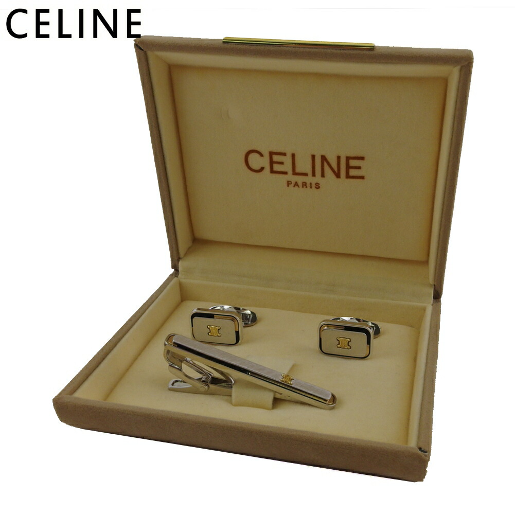 【百貨店SALE★最大限度50％OFF】セリーヌ CELINE 折り返し 2品目書き割り トリオンフマーク しろがね色 ゴールド メンズ 中古 ブランド名 御機嫌ブランド名 ヴィンテージ