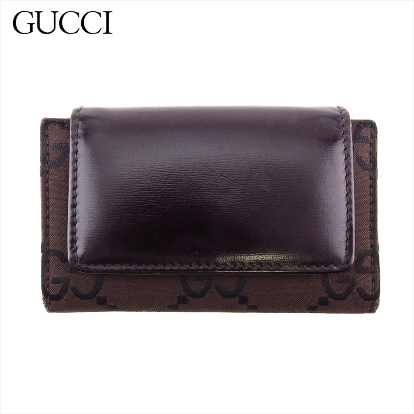 【Fashion Special Fair★24％OFFクーポン】グッチ GUCCI キーケース GGキャンバス ブラウン ブラック シルバー メンズ 中古 ブランド ハイブランド ヴィンテージ