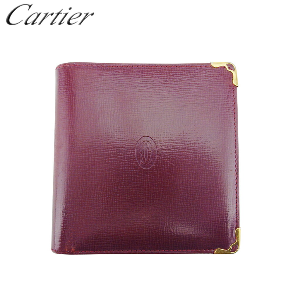 【Fashion Special Fair★24％OFFクーポン】カルティエ CARTIER 二つ折り財布 マストライン ボルドー ゴールド メンズ 中古 ブランド ハイブランド ヴィンテージ