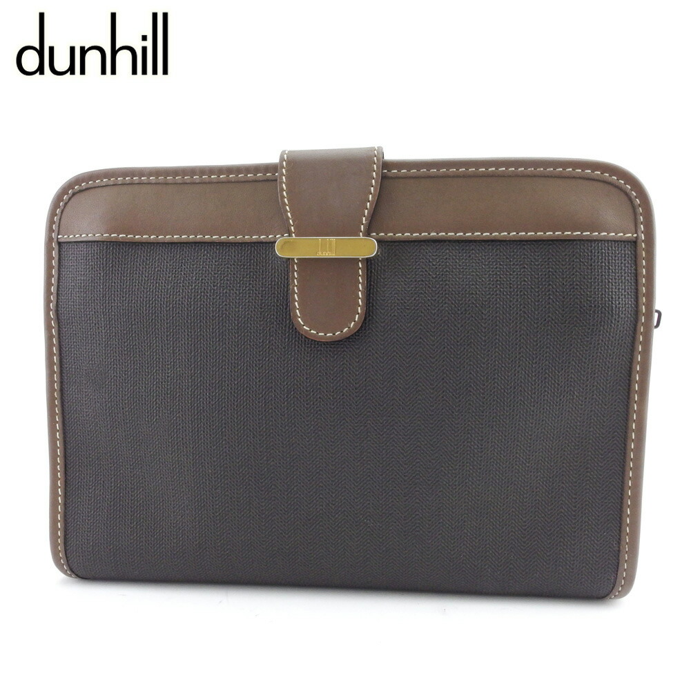 【雨季得SALE★21％OFFクーポン券】ダン吸血鬼 Dunhill クラッチペダル御徒面子 杉綾模様 薄墨色 薄墨色 赤銅色 ゴールド レディース 中古 ブランド名 ご機嫌ブランド名 ヴィンテージ