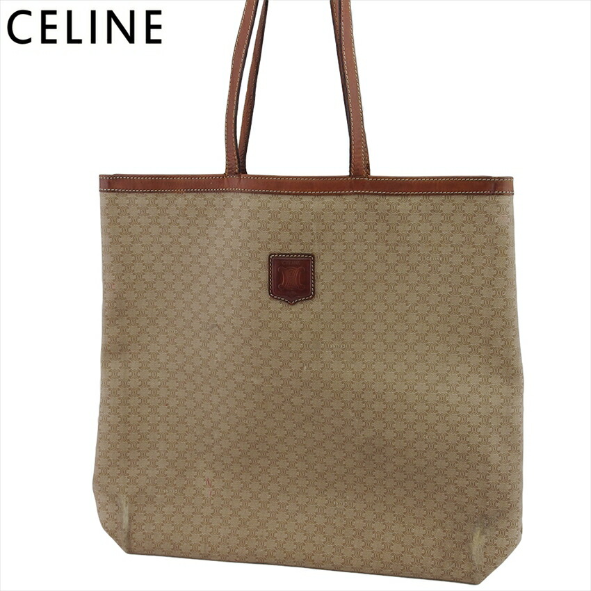 【お買い物マラソン★30％OFFクーポン】セリーヌ CELINE トートバッグ マカダム ベージュ ブラウン メンズ 中古 ブランド ハイブランド ヴィンテージ｜ブランドデポ