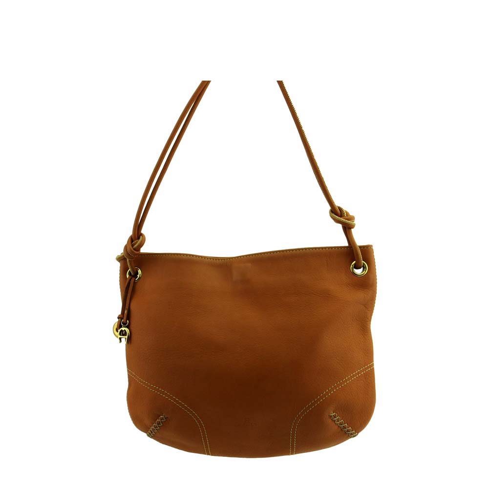 【お買い物マラソン★30%OFFクーポン】アイグナー AIGNER ショルダーバッグ Aマーク ライトブラウン ゴールド レディース 中古 ブランド ハイブランド ヴィンテージ|ブランドデポ