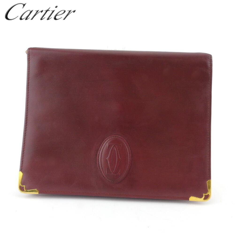 【百貨店SALE★最大限度50％OFF】カルティエ CARTIER クラッチペダル御徒面子 帆檣伝達ルート ボルドーワイン ゴールド レディース 中古 ブランド名 ご機嫌ブランド名 ヴィンテージ