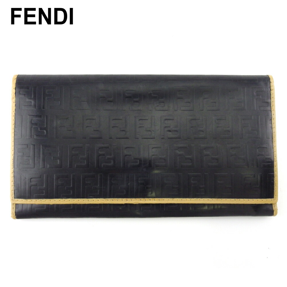【雨季得SALE★21％OFFクーポン券】フェンディ FENDI 長紙入れ ズッキーノ 黒いこと ベージュ しろがね色 レディース 中古 ブランド名 ご機嫌ブランド名 ヴィンテージ