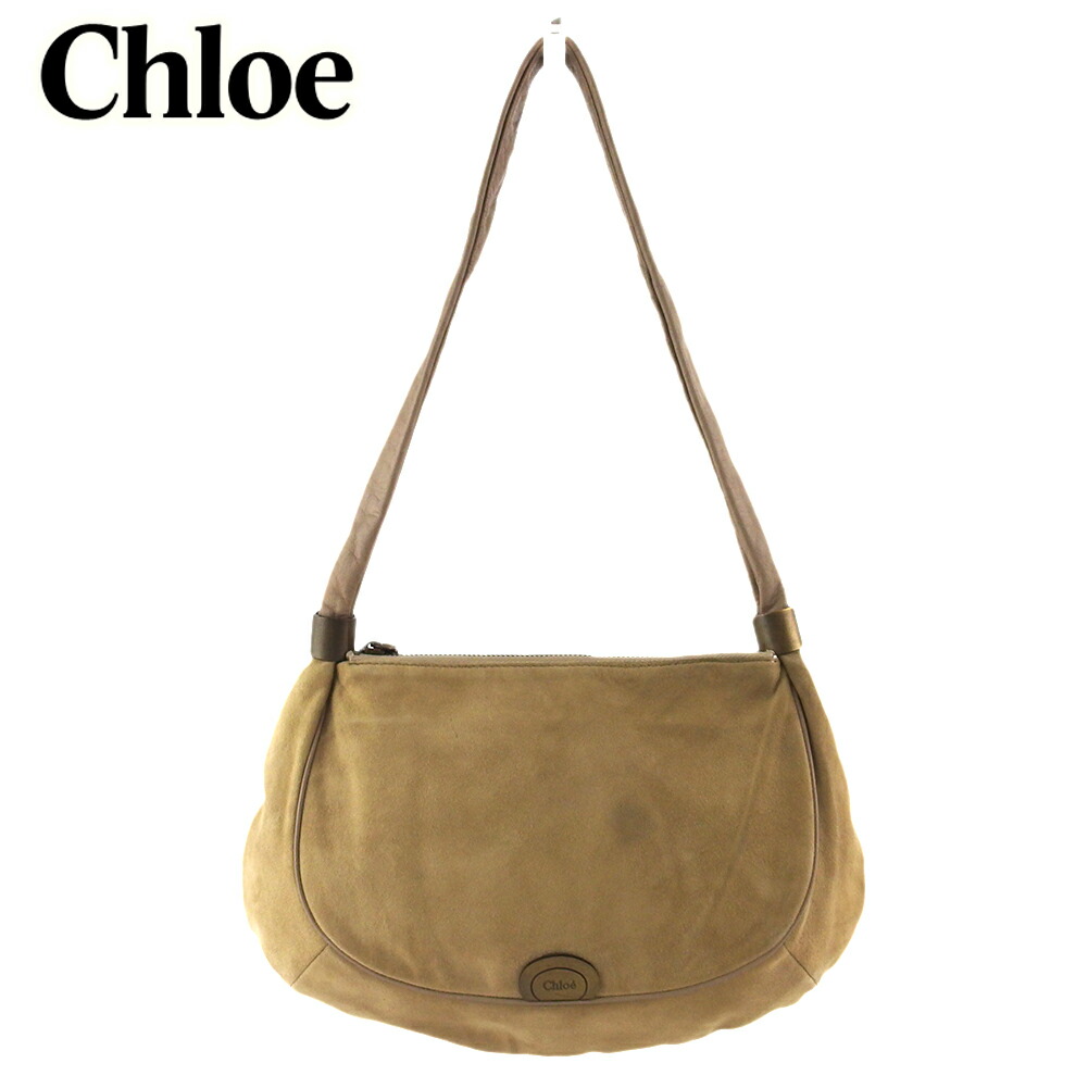 【お買い物マラソン★30％OFFクーポン】クロエ Chloe ショルダーバッグ ロゴプレート ベージュ ゴールド レディース 中古 ブランド ハイブランド ヴィンテージ