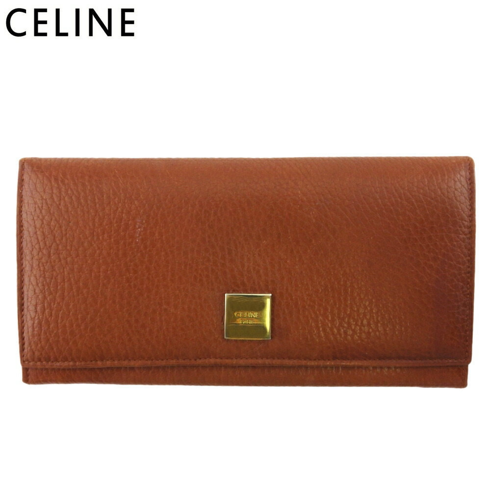 【雨季得SALE★21％OFFクーポン券】セリーヌ CELINE 長紙入れ ロゴタイプ一皿 赤銅色 ゴールド レディース 中古 ブランド名 ご機嫌ブランド名 ヴィンテージ