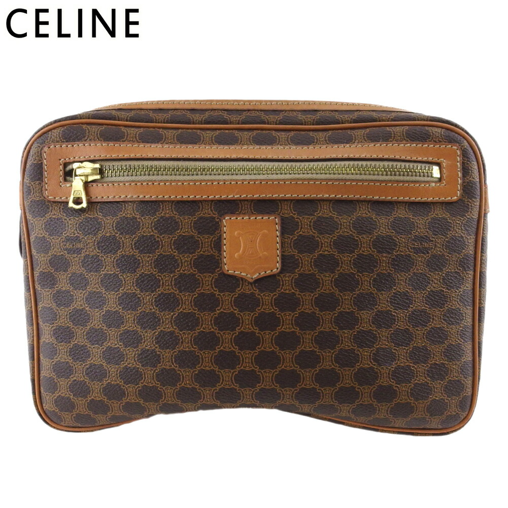 【百貨店SALE★最大限度50％OFF】セリーヌ CELINE クラッチペダル御徒面子 マカダム 赤銅色 ベージュ ゴールド レディース 中古 ブランド名 ご機嫌ブランド名 ヴィンテージ