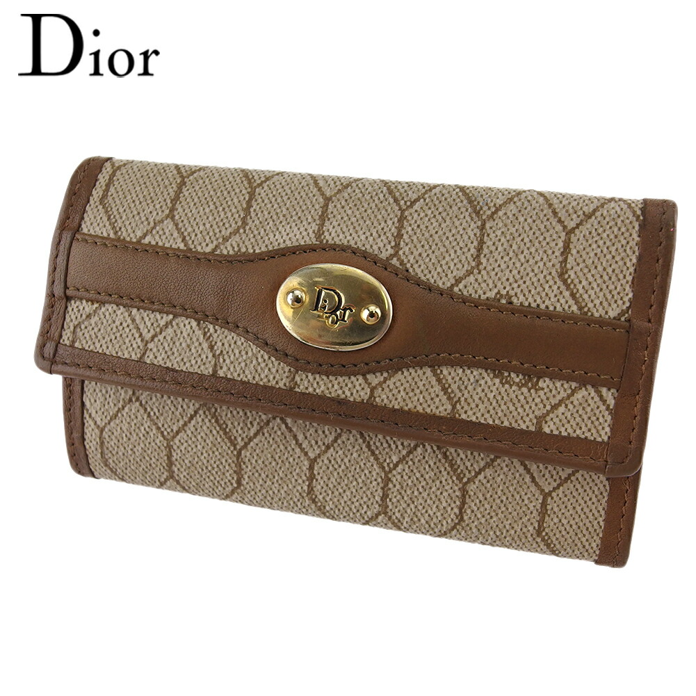 【お買い物マラソン★30%OFFクーポン】ディオール Dior キーケース ハニカム オールドディオール ベージュ ブラウン ゴールド レディース 中古 ブランド ハイブランド ヴィンテージ|ブランドデポ