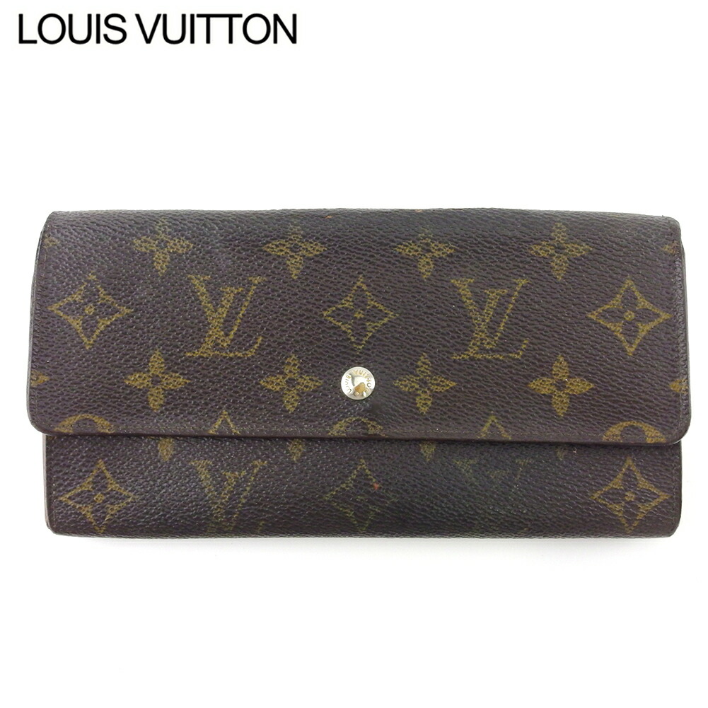 【お買い出しマラソン★30％OFF引き換え証】ルイ・ヴィトン LOUIS VUITTON 長札入れ モノグラム ポシェットポルトモネクレディ 赤銅色 ベージュ レディース 中古 ブランド名 ご機嫌ブランド名 ヴィンテージ 財布・ケース-バッグ・小物・ブランド雑貨-レディース財布