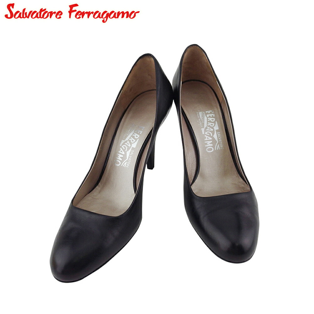 【月末BIG SALE★25％OFFクーポン】サルヴァトーレフェラガモ Salvatore Ferragamo パンプス ラウンドトゥ ♯7C ハイヒール ブラック メンズ 中古 ブランド ハイブランド ヴィンテージ｜ブランドデポ