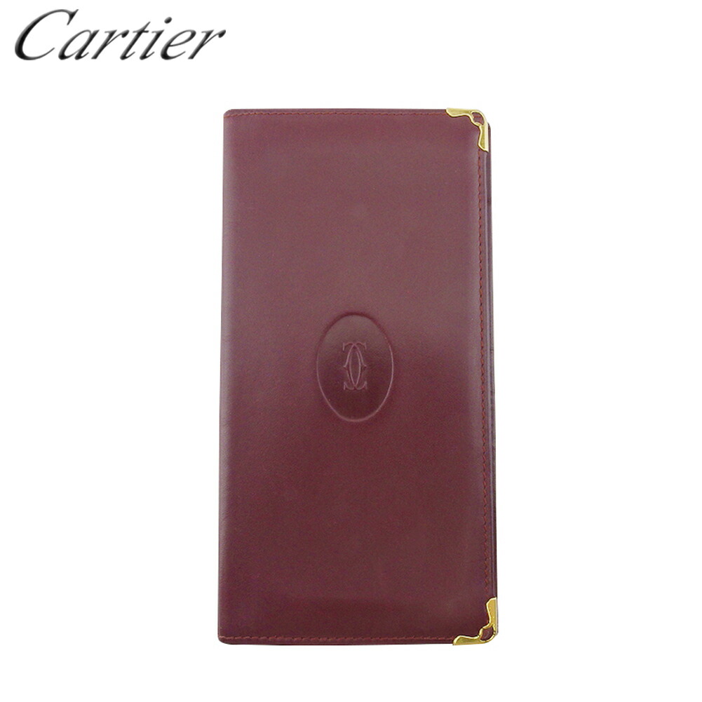 【お買い物マラソン★30％OFFクーポン】カルティエ CARTIER 札入れ マストライン ボルドー ゴールド レディース 中古 ブランド ハイブランド ヴィンテージ