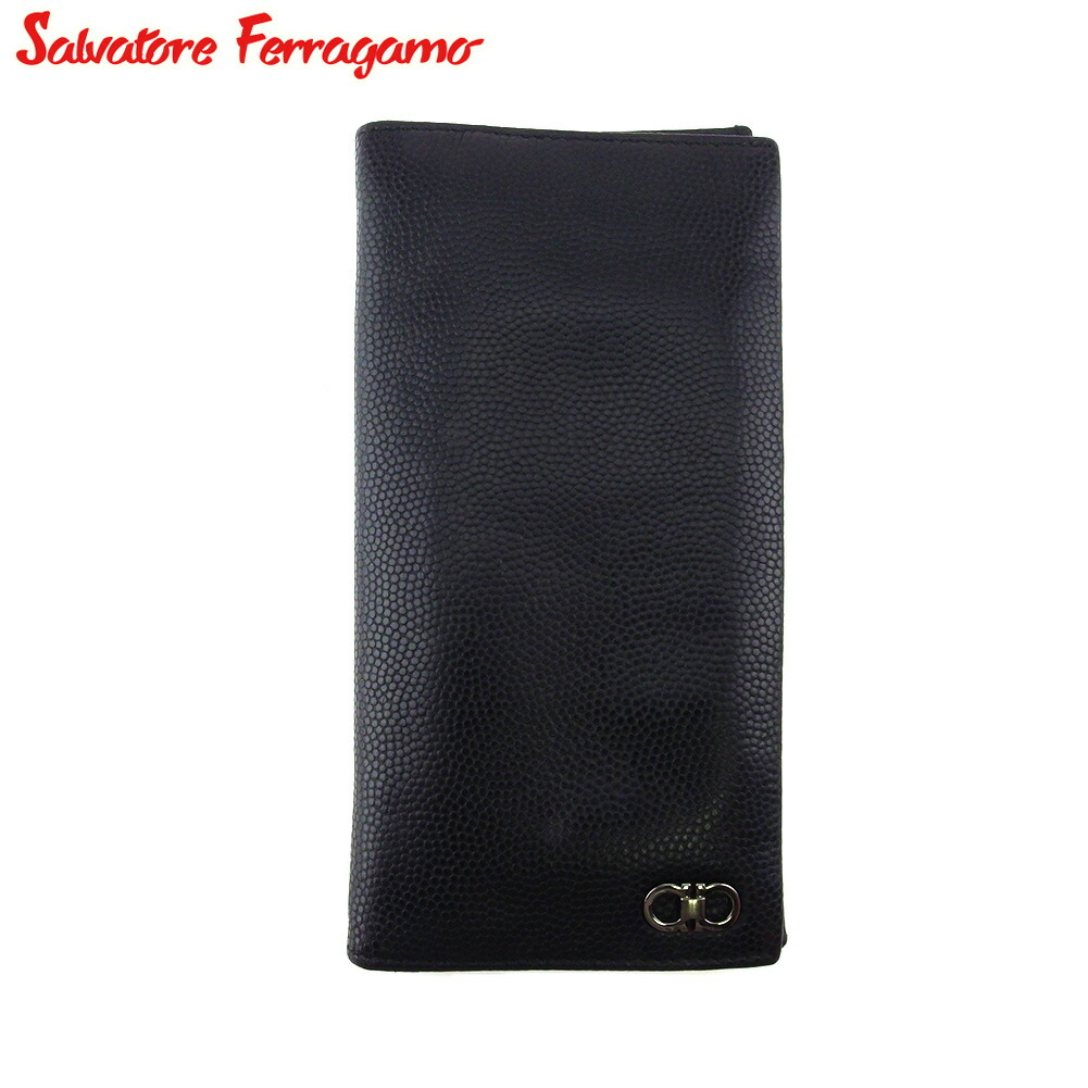 【お買い出しマラソン★30％OFF引き換え証】サルヴァトーレフェラガモ Salvatore Ferragamo 長札入れ ガンチーニ 黒いこと レディース 中古 ブランド名 ご機嫌ブランド名 ヴィンテージ バッグ・小物・ブランド雑貨-財布・ケース