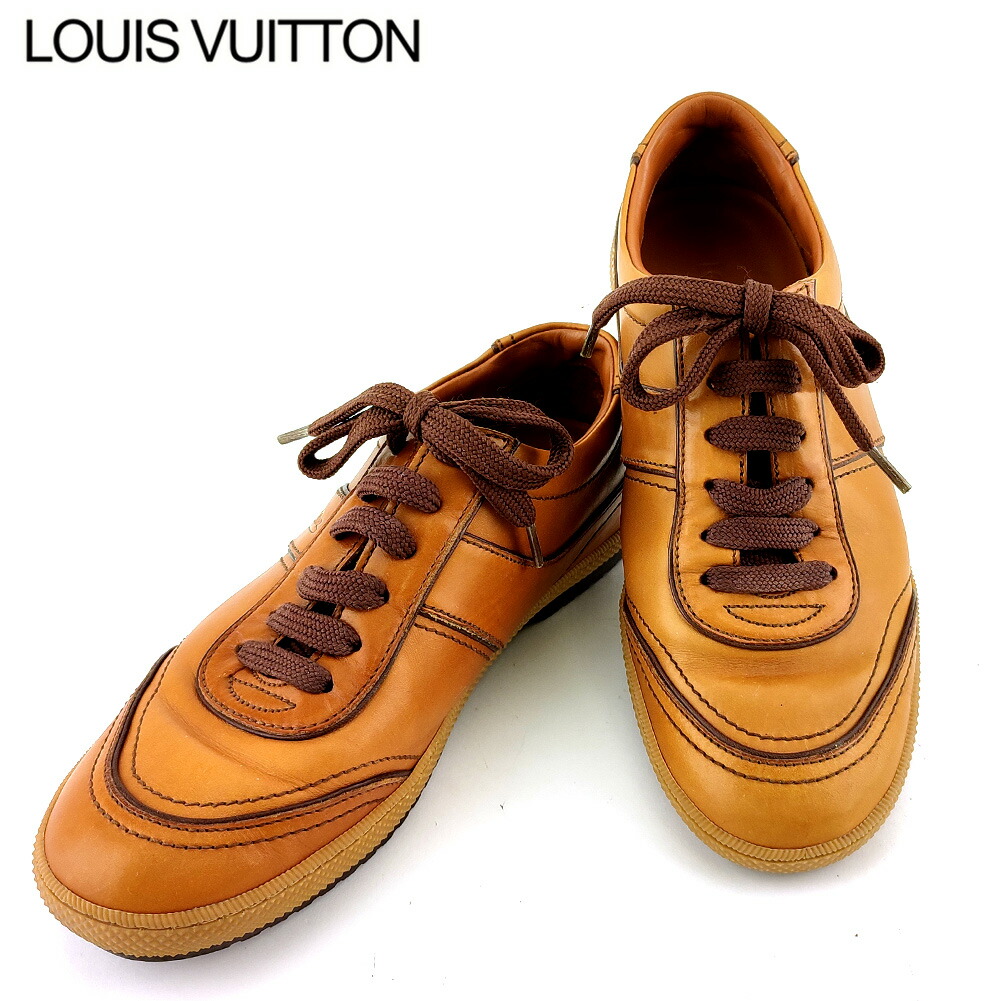 【月入れ替わり大売り出し★29％OFFクーポン券】ルイ・ヴィトン LOUIS VUITTON スニーカー ロゴタイプ ♯34 置き目取りすてる ともし火赤銅色 赤銅色 メンズ 中古 ブランド名 御機嫌ブランド名 ヴィンテージ
