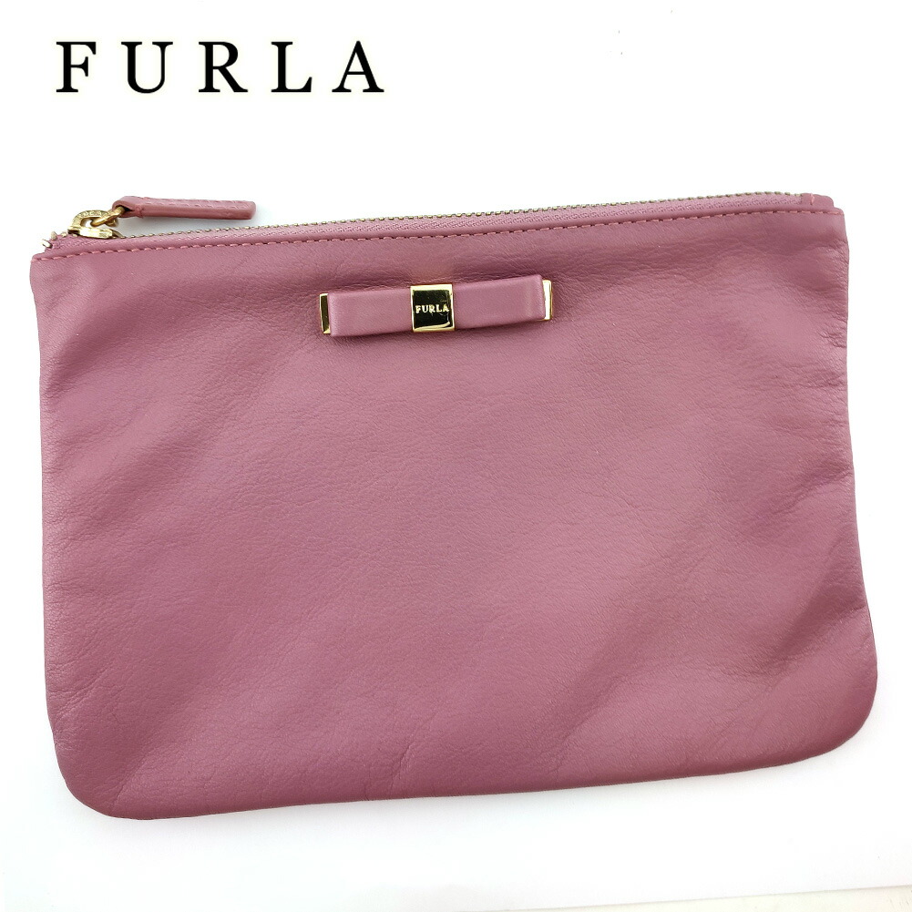 【Fashion Special Fair★24％OFFクーポン】フルラ Furla ポーチ リボン パープル ゴールド メンズ 中古 ブランド ハイブランド ヴィンテージ 11,610円