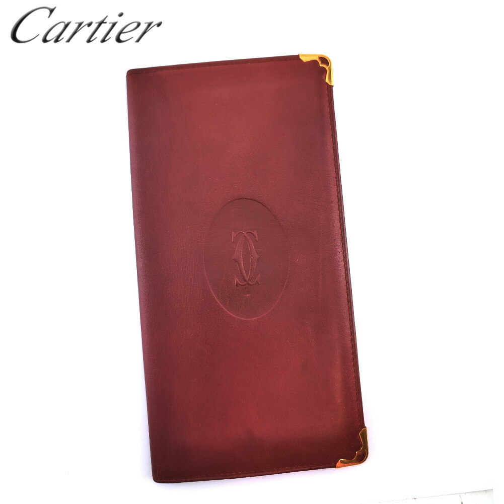 【月代わりの人大売り出し★29％OFFクーポン券】カルティエ CARTIER 紙入れ 船檣伝達ルート ボルドーワイン ゴールド レディース 中古 ブランド名 ご機嫌ブランド名 ヴィンテージ