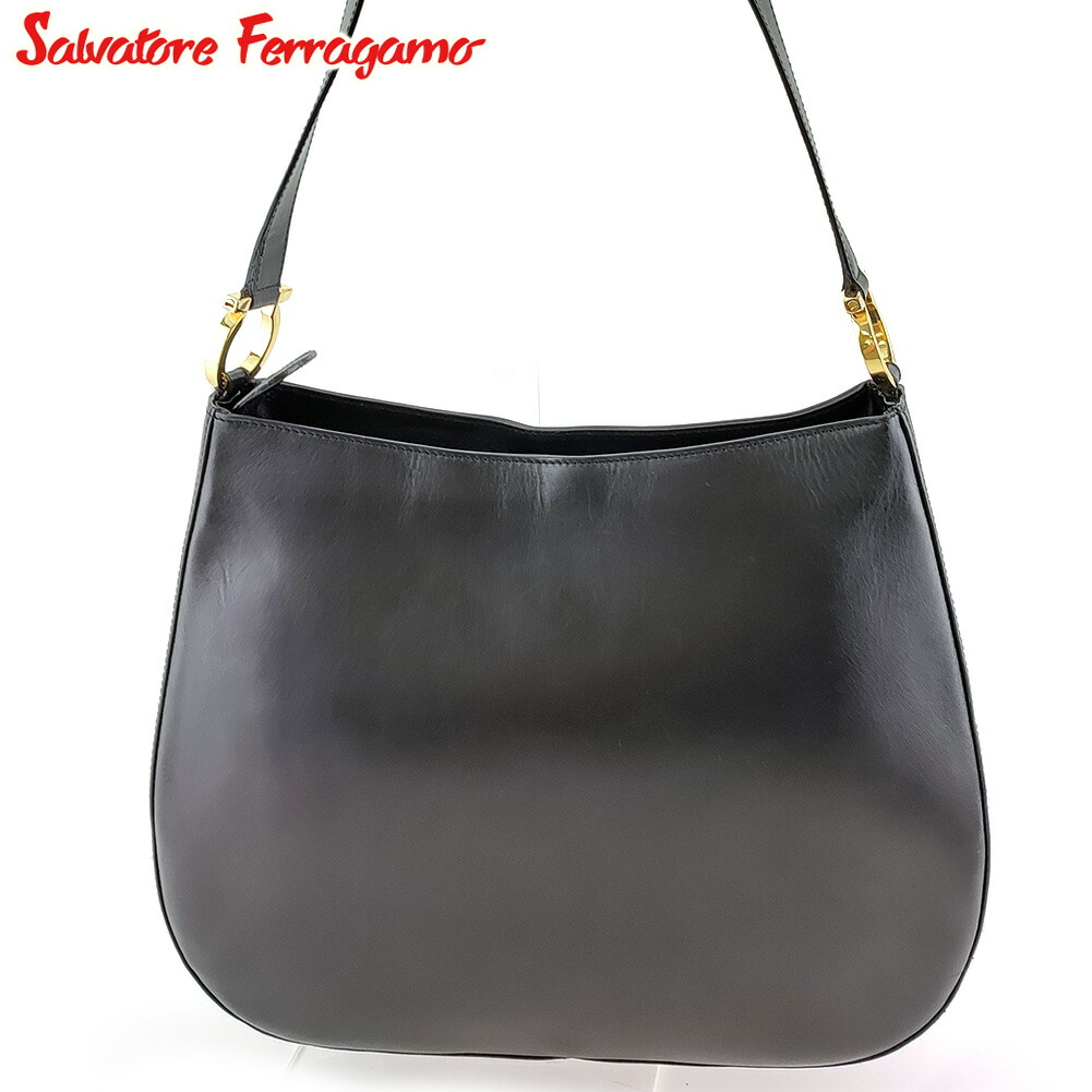【月代わりの人大売り出し★29％OFFクーポン券】サルヴァトーレフェラガモ Salvatore Ferragamo ショルダーバッグ ガンチーニ 黒いこと ゴールド メンズ 中古 ブランド名 ご機嫌ブランド名 ヴィンテージ