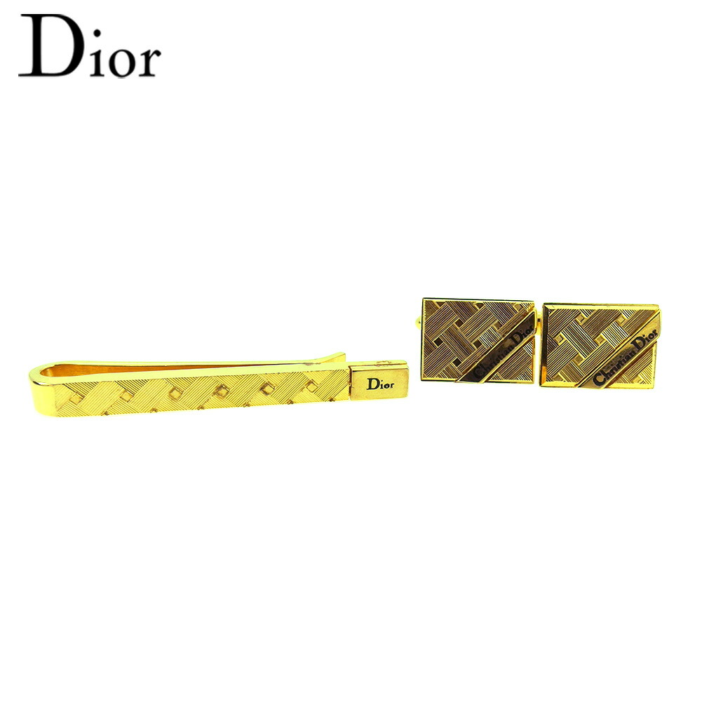 【お買い物マラソン★30％OFFクーポン】ディオール Dior カフス 2アイテムセット ゴールド ブラック メンズ 中古 ブランド ハイブランド ヴィンテージ
