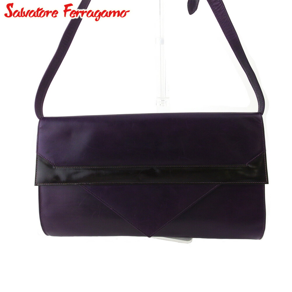 【雨季得SALE★21％OFFクーポン券】サルヴァトーレフェラガモ Salvatore Ferragamo ショルダーバッグ バイ色つや パープル 赤銅色 ゴールド メンズ 中古 ブランド名 ご機嫌ブランド名 ヴィンテージ