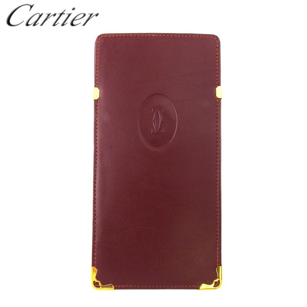 【お買い物マラソン★30％OFFクーポン】カルティエ CARTIER メガネケース マストライン ボルドー ゴールド メンズ 中古 ブランド ハイブランド ヴィンテージ