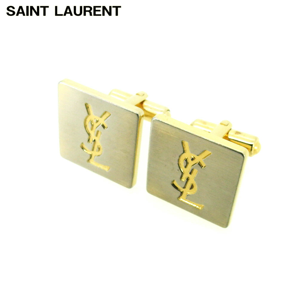 【月入れ替わり大売り出し★29％OFF引き換え証】サンローラン SAINT LAURENT 折り返し YSLロゴタイプ スウィヴル式 しろがね色 ゴールド メンズ 中古 ブランド名 ご機嫌ブランド名 ヴィンテージ