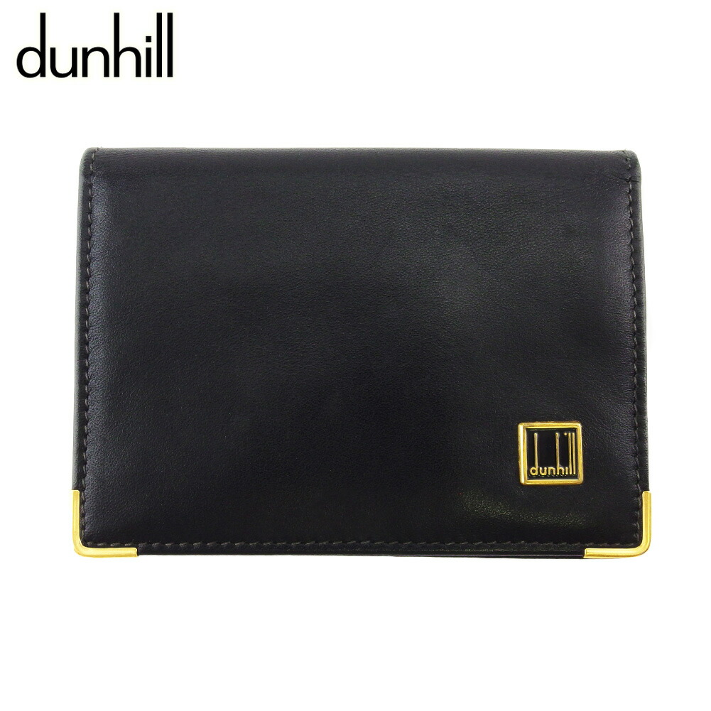 【Fashion Special Fair★24％OFFクーポン】ダンヒル Dunhill カードケース ロゴプレート ブラック ゴールド メンズ 中古 ブランド ハイブランド ヴィンテージ