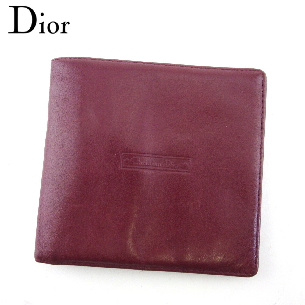 【雨季得SALE★21％OFFクーポン券】クリスチャンディオール Dior 二つ折り紙入れ ロゴタイプ ボルドーワイン レディース 中古 ブランド名 ご機嫌ブランド名 ヴィンテージ