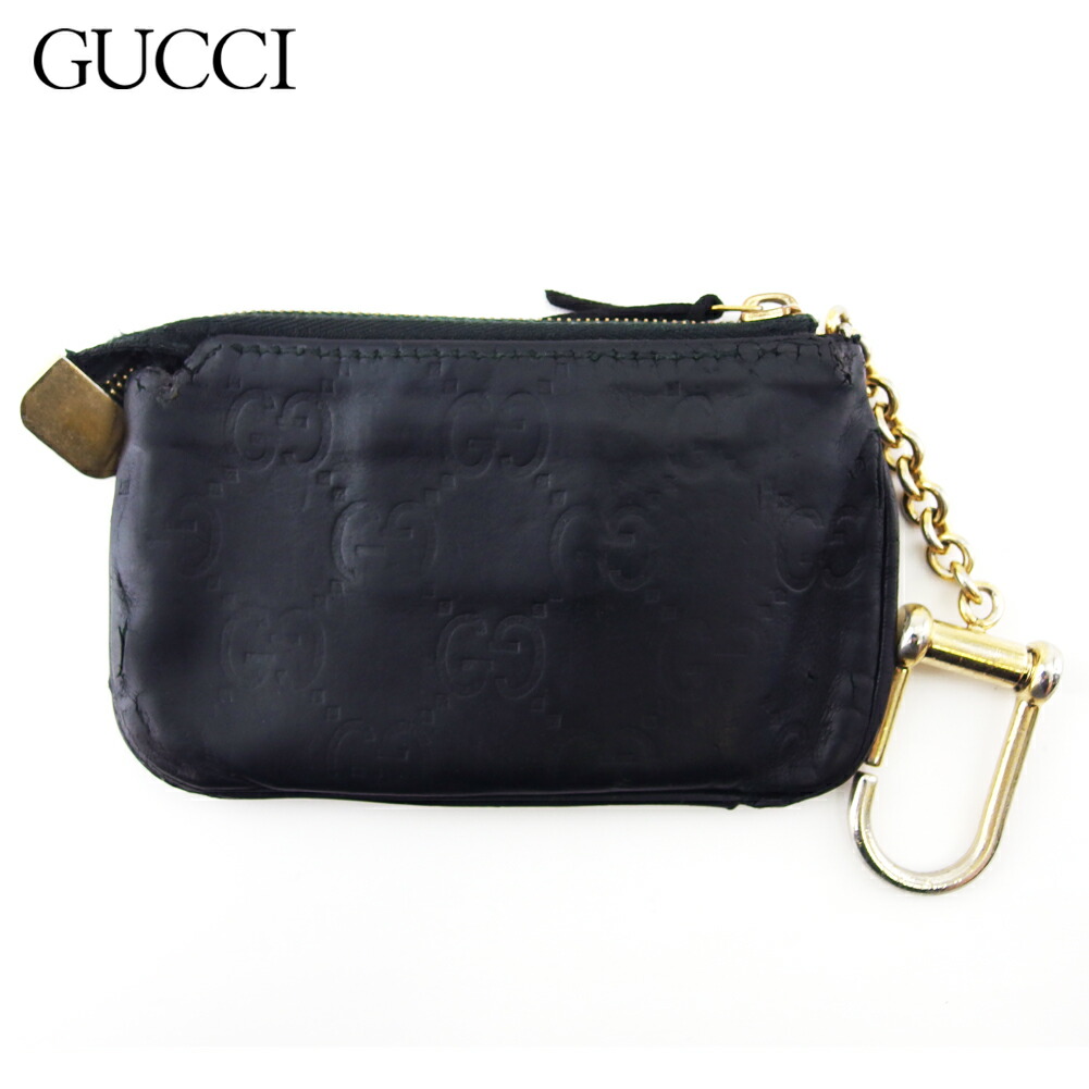 【百貨店SALE★最大限度50％OFF】グッチ GUCCI コインケース グッチシマ 黒いこと ゴールド メンズ 中古 ブランド名 ご機嫌ブランド名 ヴィンテージ