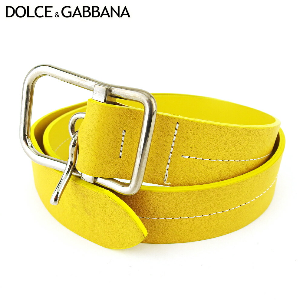 【お買い物マラソン★30％OFFクーポン】ドルチェアンドガッバーナ DOLCE&GABBANA ベルト ピンバックル ドルガバ イエロー シルバー メンズ 中古 ブランド ハイブランド ヴィンテージ｜ブランドデポ