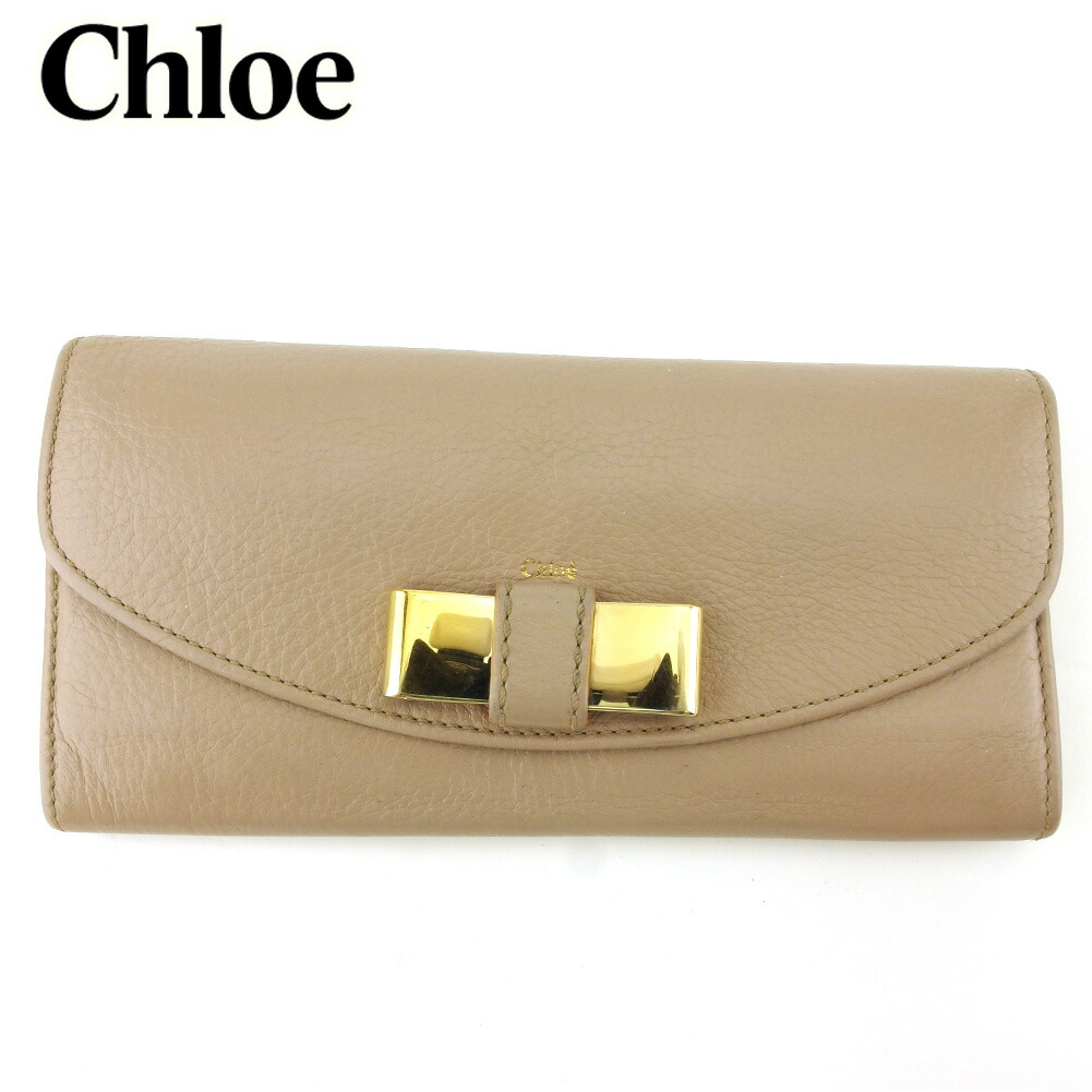 【月代わりの人大売り出し★29％OFFクーポン券】クロエ Chloe 長紙入れ リリィ 金属元素シュロの葉 薄墨色 薄墨色 ベージュ ゴールド レディース 中古 ブランド名 ご機嫌ブランド名 ヴィンテージ