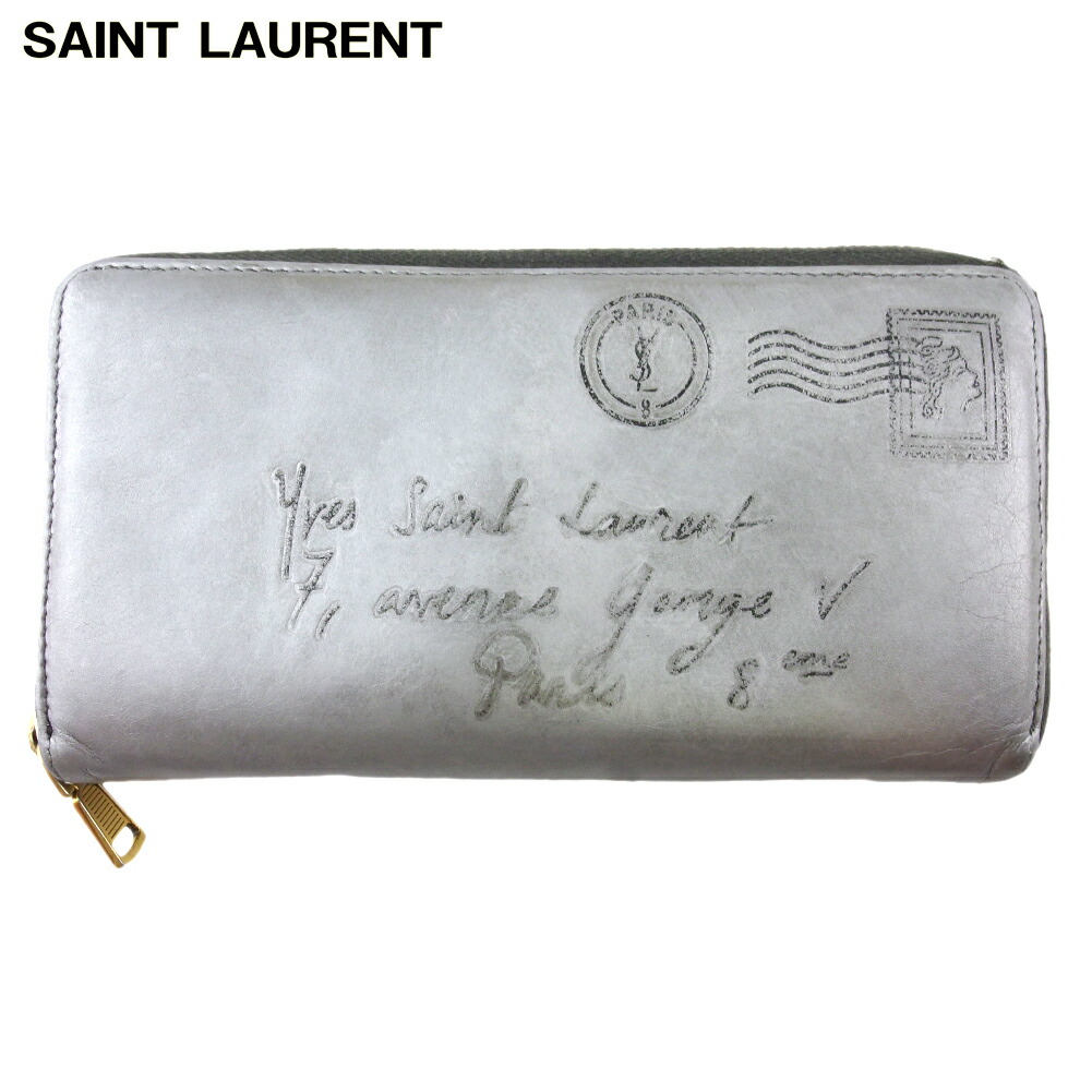 【雨季得SALE★21％OFFクーポン券】サンローラン SAINT LAURENT 長紙入れ Y電子メイル しろがね色 ゴールド レディース 中古 ブランド名 ご機嫌ブランド名 ヴィンテージ