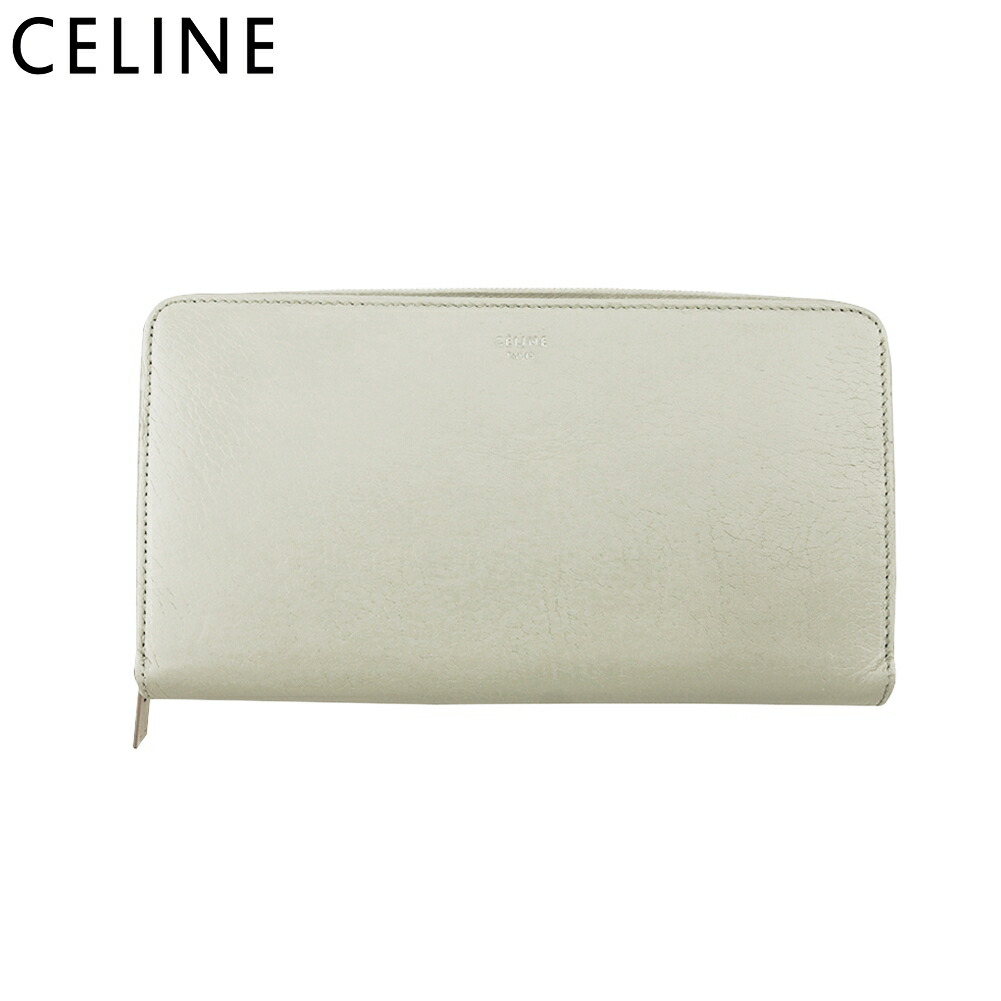 【お買い物マラソン★30％OFFクーポン】セリーヌ CELINE 長財布 ロゴ グレー 灰色 ベージュ シルバー レディース 中古 ブランド ハイブランド ヴィンテージ