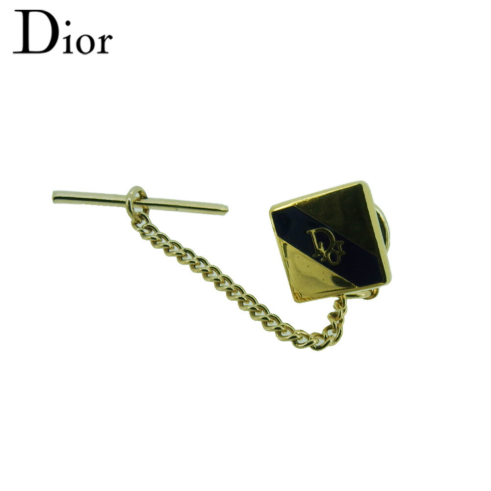 【お買い物マラソン★30％OFFクーポン】ディオール Dior タイピン ロゴ タイタック ゴールド ネイビー メンズ 中古 ブランド ハイブランド ヴィンテージ｜ブランドデポ