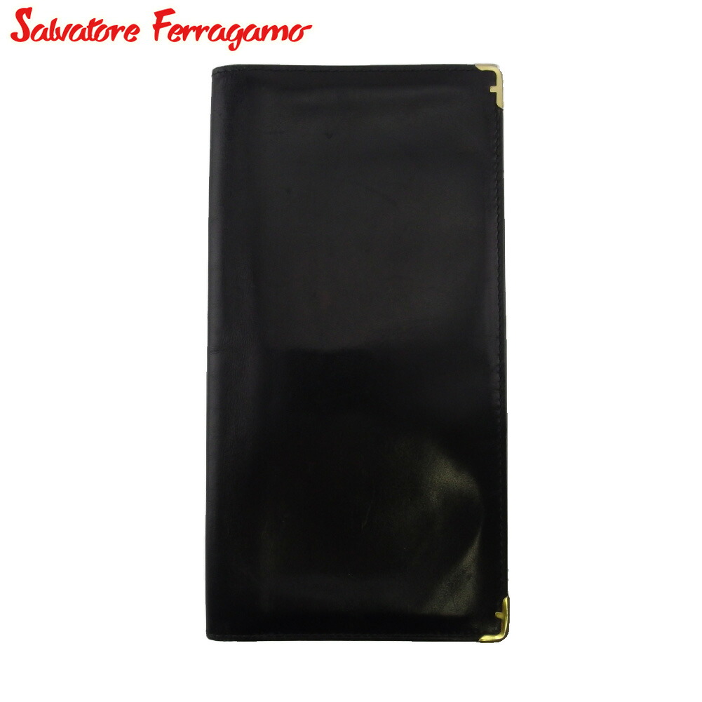 【お買い物マラソン★30％OFFクーポン】サルヴァトーレフェラガモ Salvatore Ferragamo 札入れ 角プレート ブラック ゴールド メンズ 中古 ブランド ハイブランド ヴィンテージ｜ブランドデポ