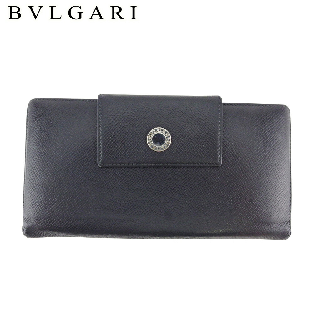 【決算前SALE★50％OFFクーポン券】ブル小峡谷 BVLGARI 長紙入れ クラシコ ロゴタイプ名取り草 黒いこと しろがね色 レディース 中古 ブランド名 ご機嫌ブランド名 ヴィンテージ