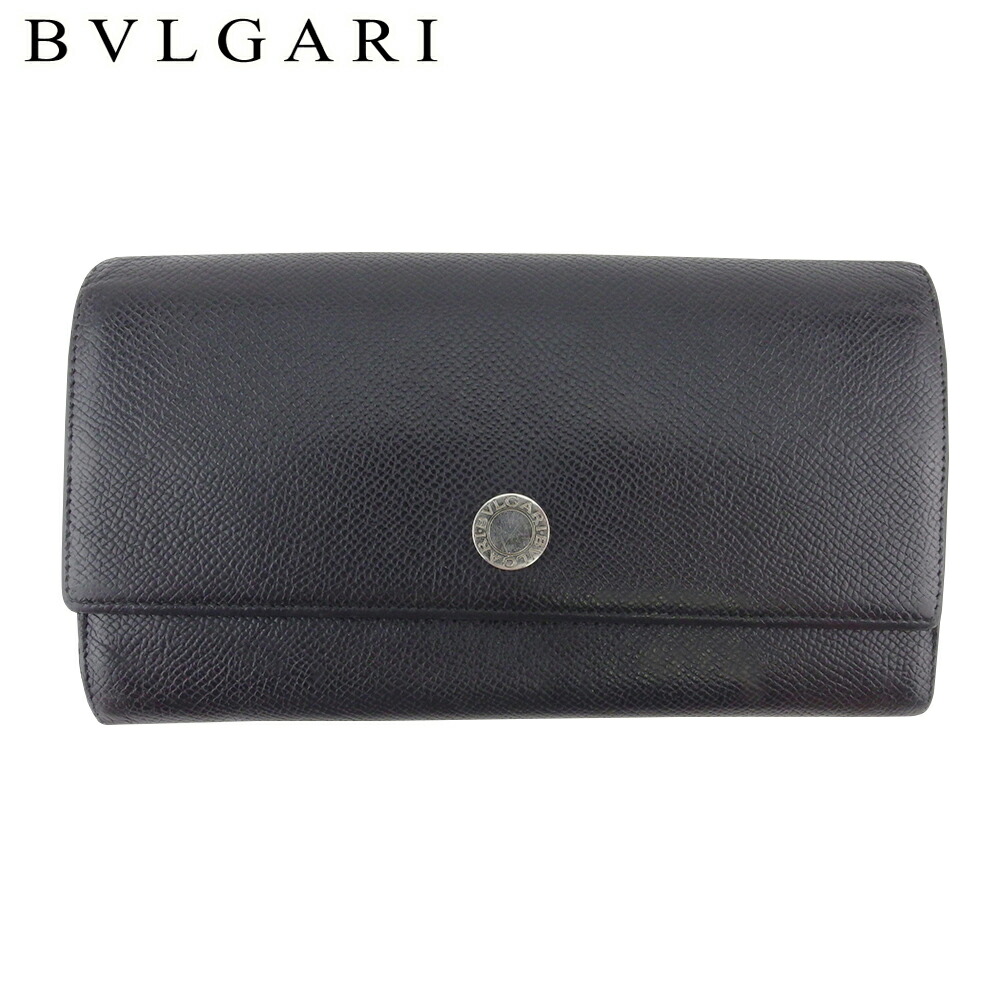 【Fashion Special Fair★24％OFFクーポン】ブルガリ BVLGARI 長財布 クラシコ ロゴボタン ブラック シルバー レディース 中古 ブランド ハイブランド ヴィンテージ 18,429円