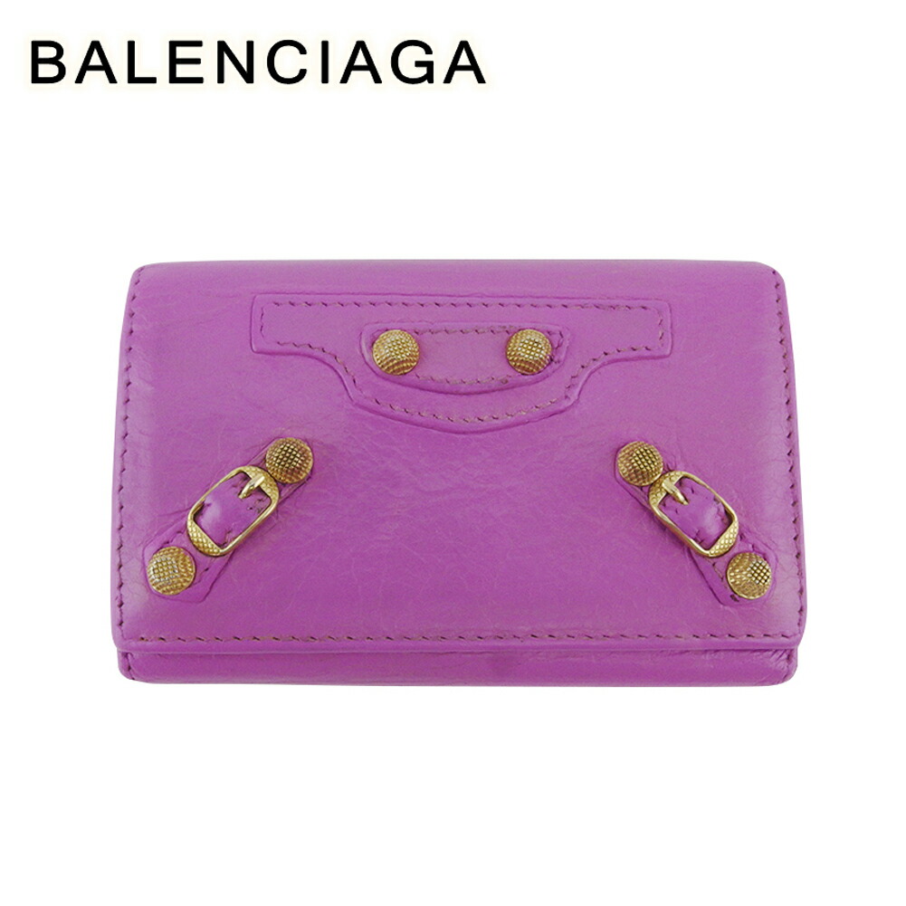 【Fashion Special Fair★29％OFFクーポン】バレンシアガ BALENCIAGA キーケース ジャイアントオオサカ パープル ゴールド レディース 中古 ブランド ハイブランド ヴィンテージ
