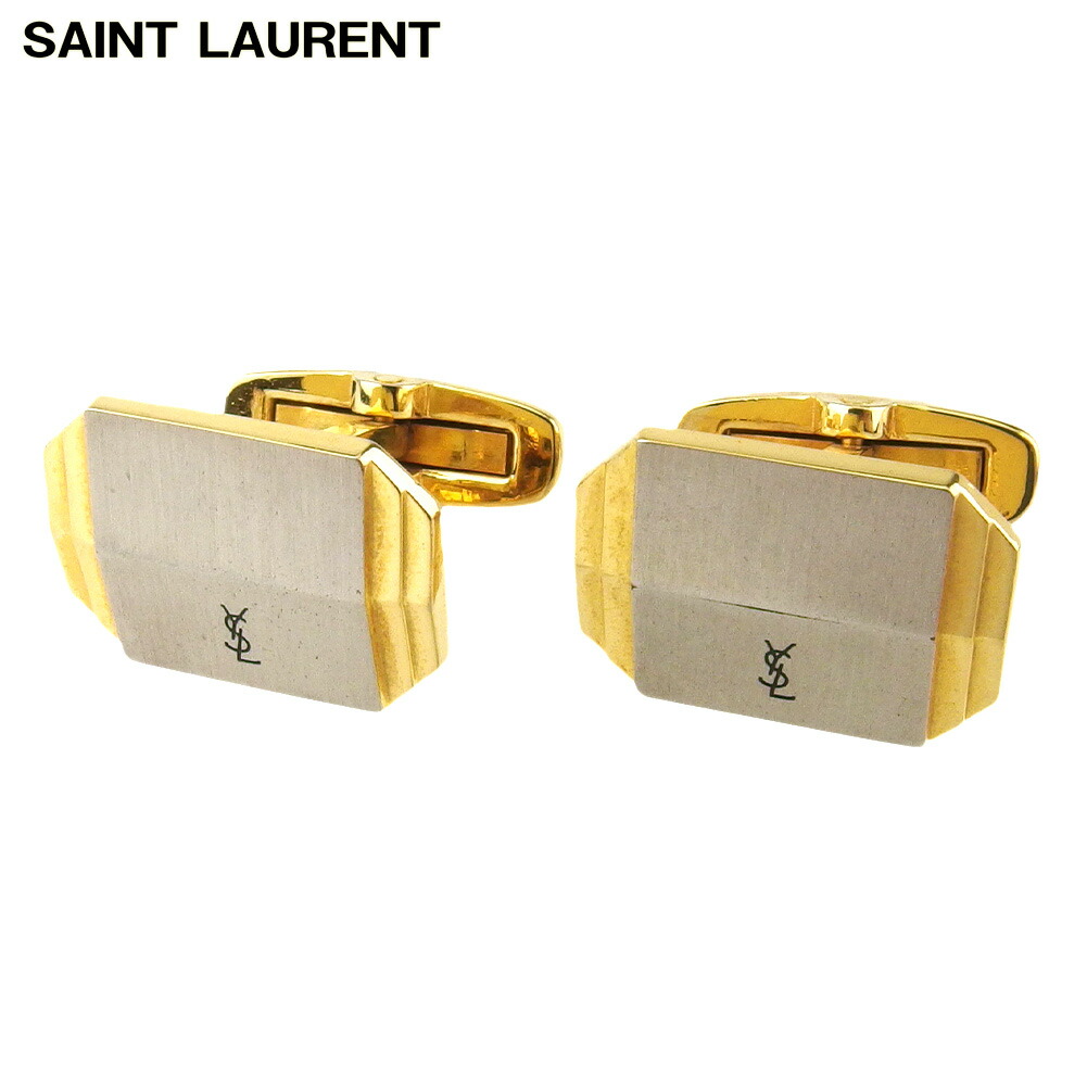 【百貨店SALE★最大限度50％OFF】サンローラン SAINT LAURENT 折り返し YSLロゴタイプ スウィヴル式 ゴールド しろがね色 レディース 中古 ブランド名 御機嫌ブランド名 ヴィンテージ