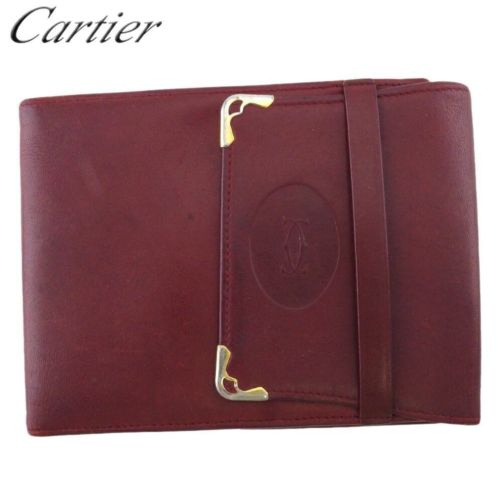 【月代わりの人大売り出し★29％OFFクーポン券】カルティエ CARTIER 紙入れ 船檣伝達ルート ボルドーワイン ゴールド レディース 中古 ブランド名 ご機嫌ブランド名 ヴィンテージ