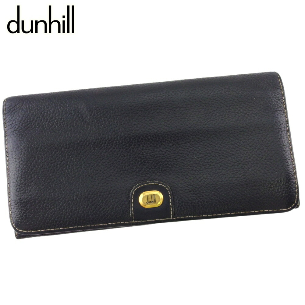 【月代わりの人大売り出し★29％OFFクーポン券】ダン吸血鬼 Dunhill 長紙入れ ロゴタイプ一皿 黒いこと ゴールド レディース 中古 ブランド名 ご機嫌ブランド名 ヴィンテージ