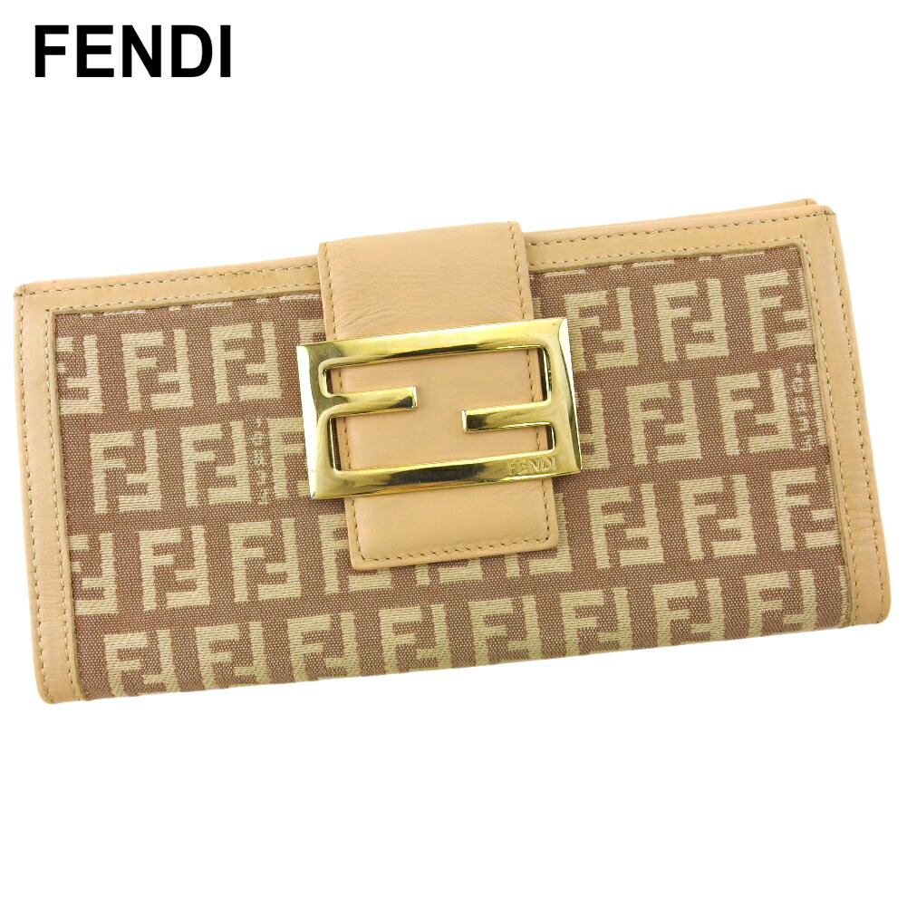【雨季得SALE★21％OFFクーポン券】フェンディ FENDI 長紙入れ ズッキーノ サクラ色 赤銅色 ゴールド レディース 中古 ブランド名 ご機嫌ブランド名 ヴィンテージ