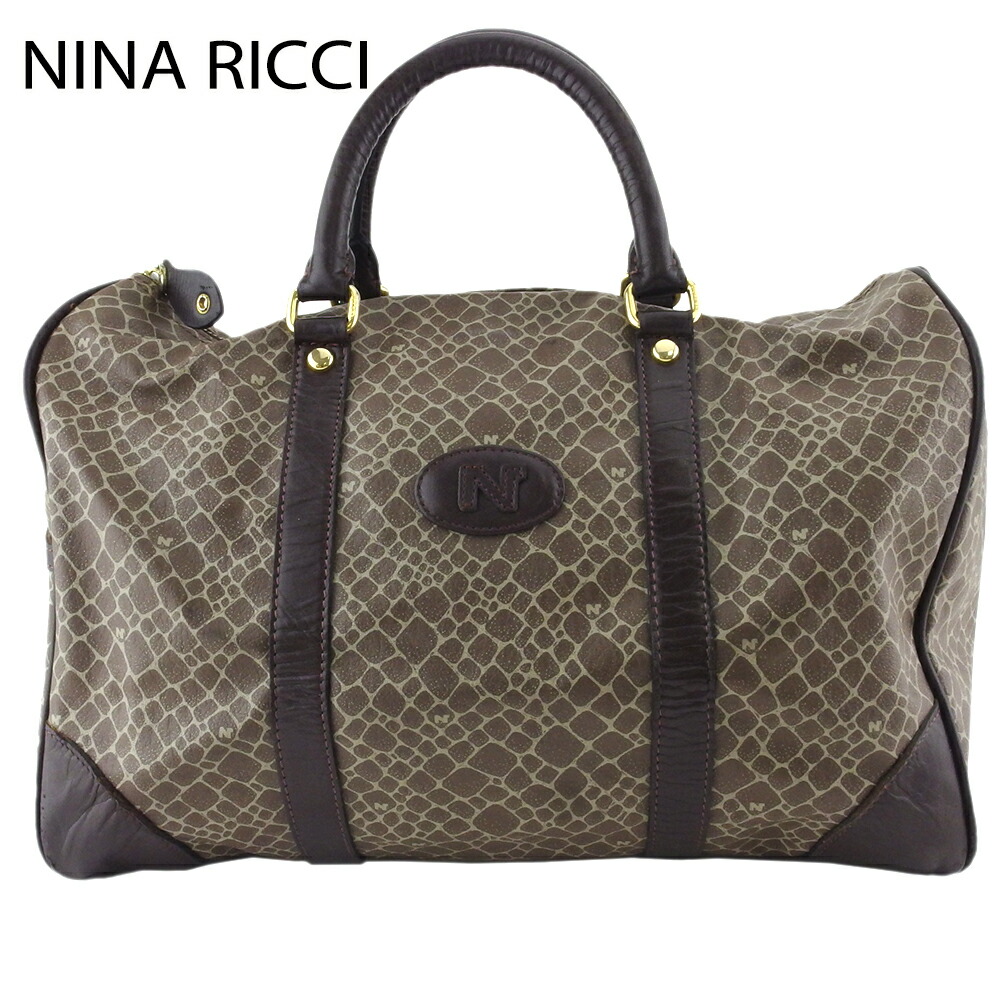 【お買い物マラソン★30％OFFクーポン】ニナリッチ NINA RICCI ボストンバッグ ヌーボー ブラウン ベージュ ゴールド レディース 中古 ブランド ハイブランド ヴィンテージ