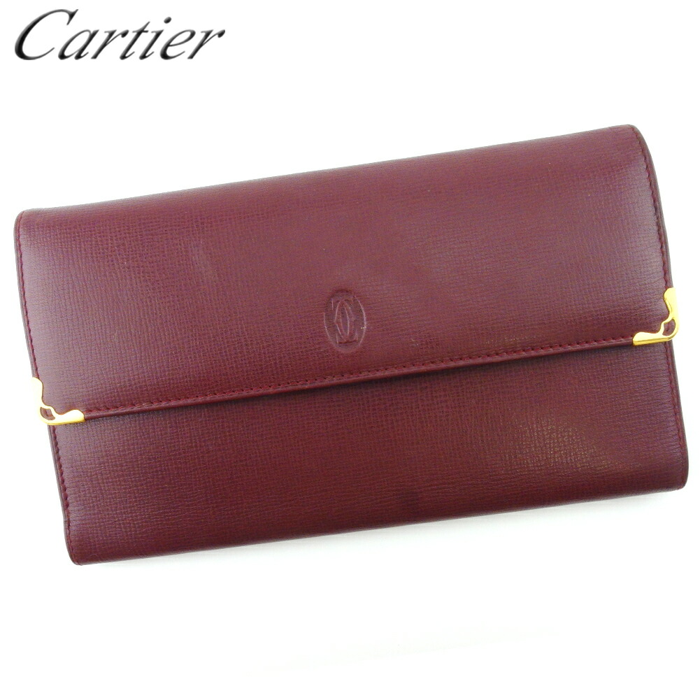 【雨季得SALE★21％OFFクーポン券】カルティエ CARTIER 長紙入れ 船檣伝達ルート ボルドーワイン ゴールド レディース 中古 ブランド名 ご機嫌ブランド名 ヴィンテージ