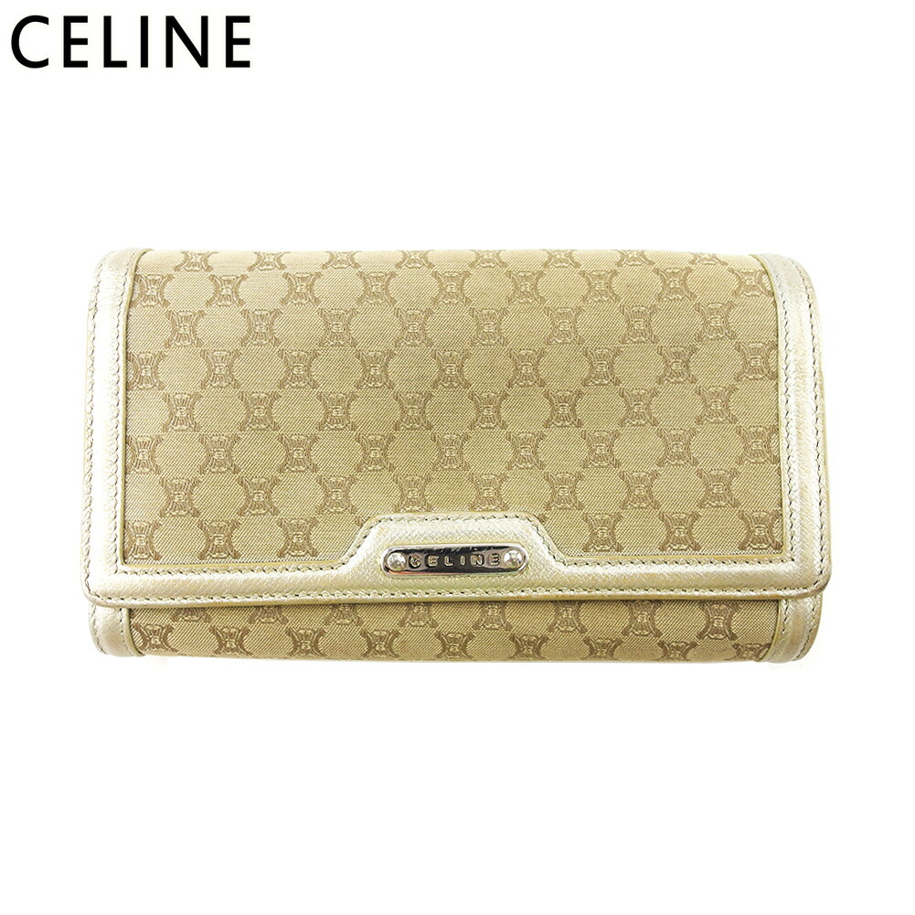 【雨季得SALE★21％OFFクーポン券】セリーヌ CELINE 長紙入れ マカダム ベージュ ゴールド メンズ 中古 ブランド名 ご機嫌ブランド名 ヴィンテージ