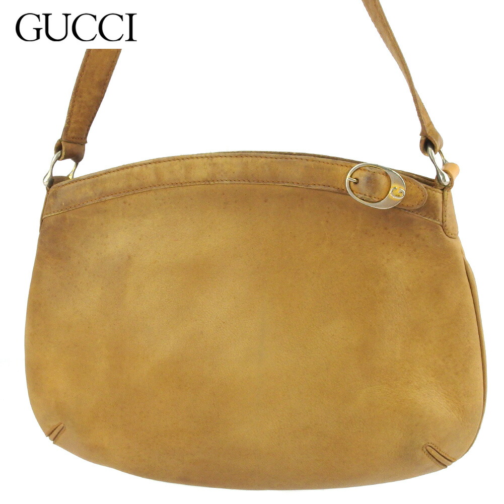 【お買い物マラソン★30％OFFクーポン】グッチ GUCCI ショルダーバッグ Gマークベルト オールドグッチ ベージュ シルバー ゴールド メンズ 中古 ブランド ハイブランド ヴィンテージ｜ブランドデポ