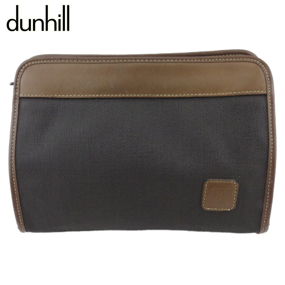 【月末BIG SALE★25％OFFクーポン】ダンヒル Dunhill クラッチバッグ ヘリンボーン ブラック ブラウン メンズ 中古 ブランド ハイブランド ヴィンテージ｜ブランドデポ