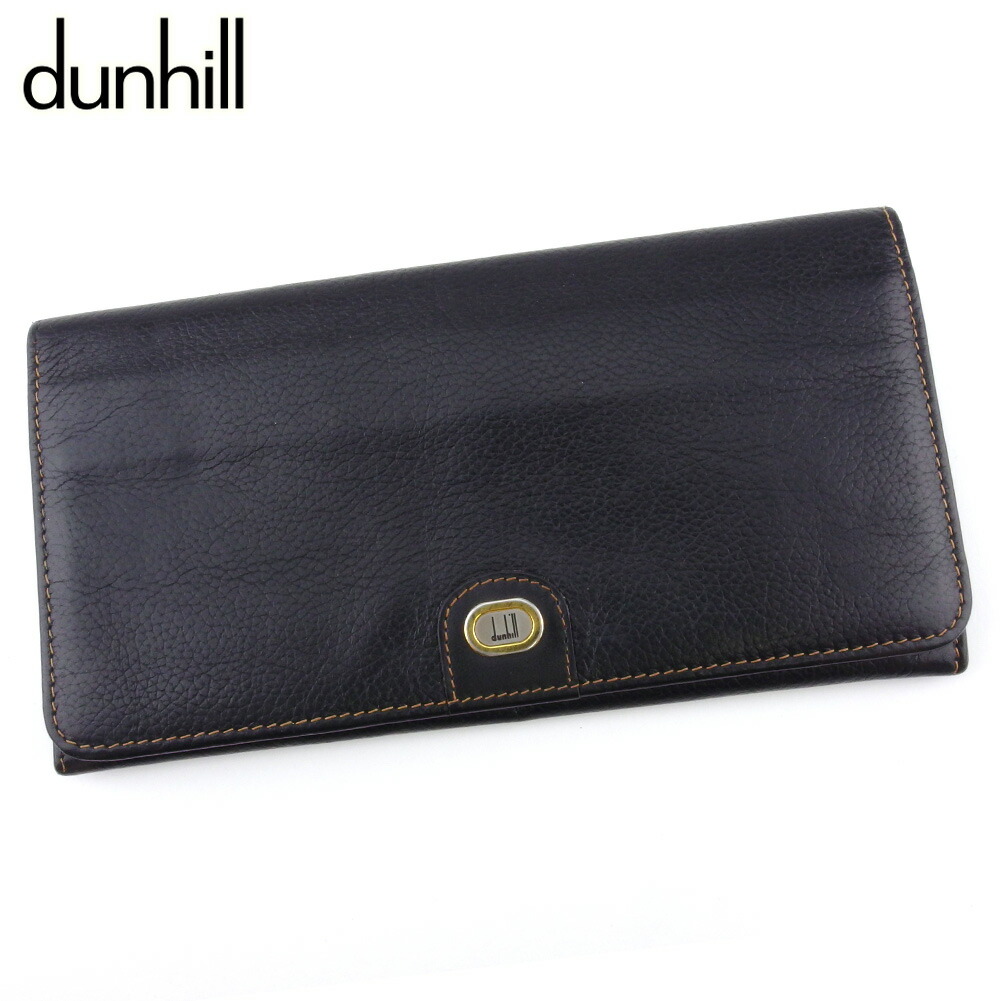 【お買い物マラソン★30％OFFクーポン】ダンヒル Dunhill 長財布 ロゴプレート ブラック シルバー ゴールド メンズ 中古 ブランド ハイブランド ヴィンテージ｜ブランドデポ
