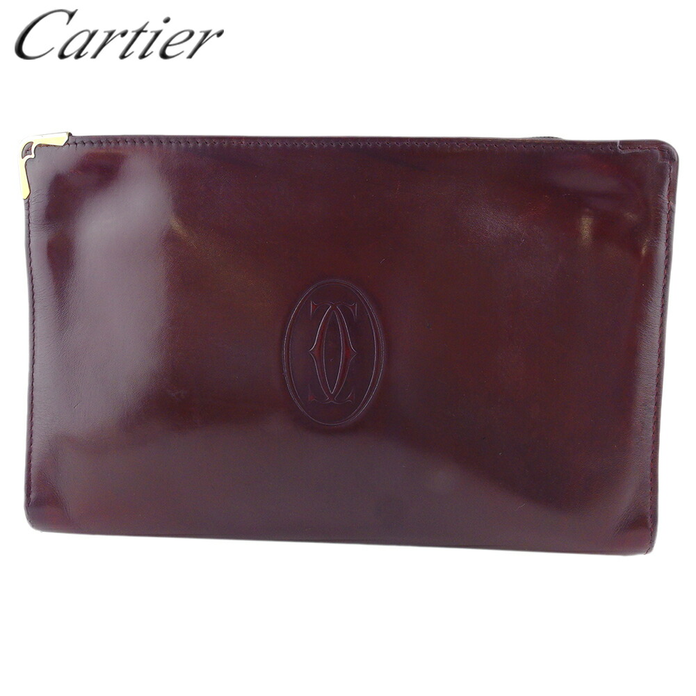 【お買い物マラソン★30％OFFクーポン】カルティエ CARTIER クラッチバッグ マストライン ボルドー ゴールド メンズ 中古 ブランド ハイブランド ヴィンテージ