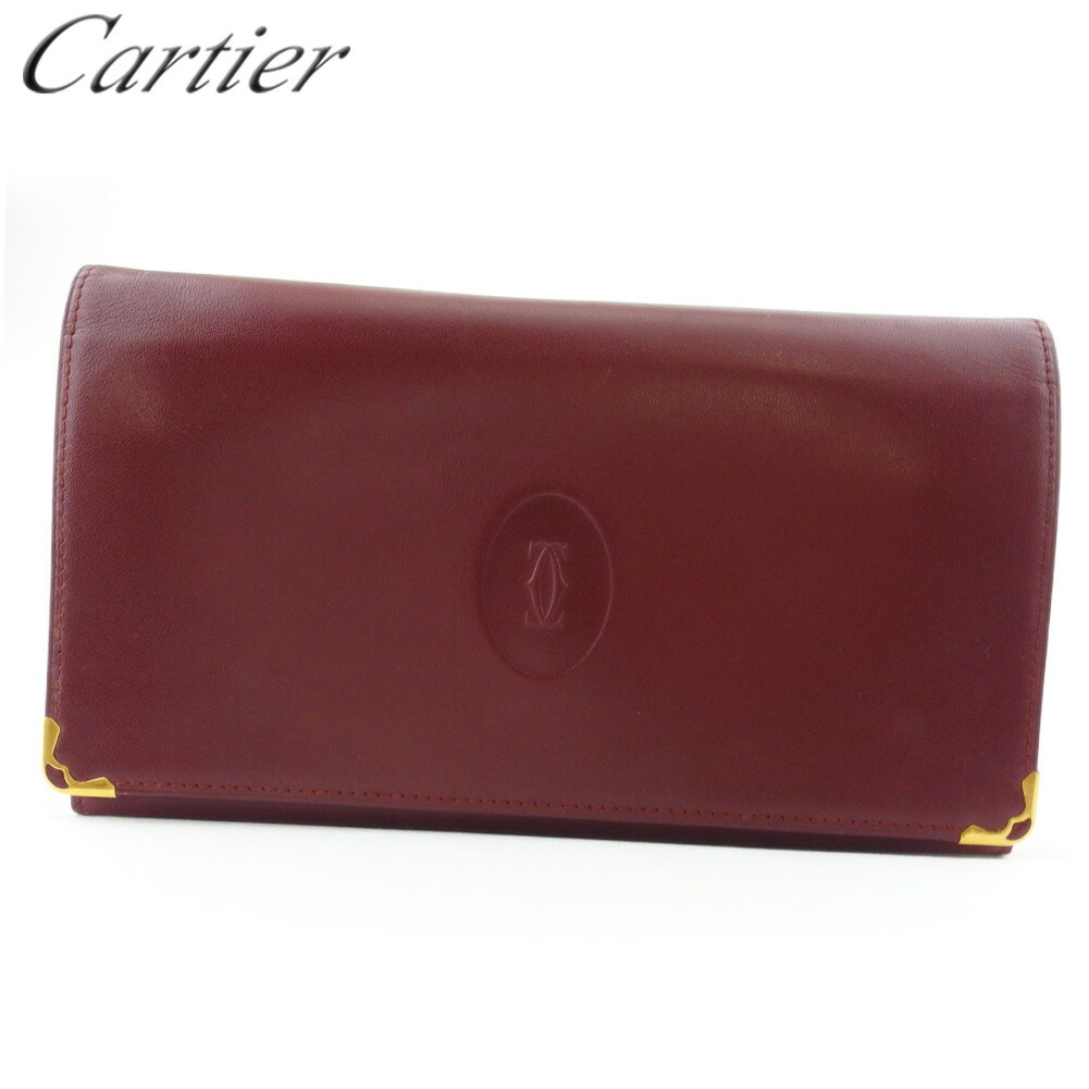 【月代わりの人大売り出し★29％OFFクーポン券】カルティエ CARTIER 長紙入れ 船檣伝達ルート ボルドーワイン ゴールド メンズ 中古 ブランド名 ご機嫌ブランド名 ヴィンテージ